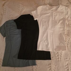 Set of Three T-Shirts in White, Black, and Blue